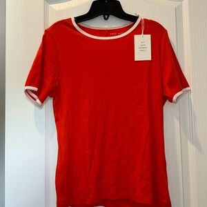 XL Orange w/ White Trim Ribbed Tee